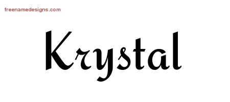 Krystal Calligraphic Stylish Name Tattoo Designs