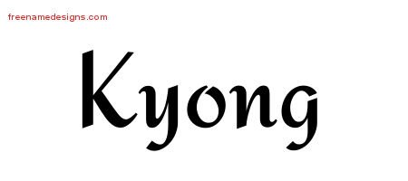 Kyong Calligraphic Stylish Name Tattoo Designs