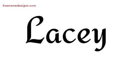 Lacey Calligraphic Stylish Name Tattoo Designs