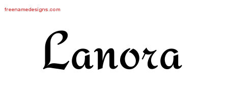 Lanora Calligraphic Stylish Name Tattoo Designs