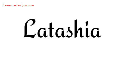 Latashia Calligraphic Stylish Name Tattoo Designs