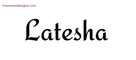 Latesha Calligraphic Stylish Name Tattoo Designs