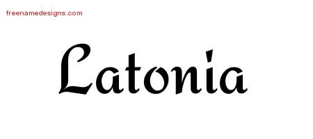 Latonia Calligraphic Stylish Name Tattoo Designs