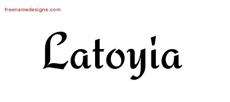 Latoyia Calligraphic Stylish Name Tattoo Designs