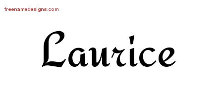 Laurice Calligraphic Stylish Name Tattoo Designs