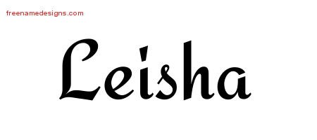 Leisha Calligraphic Stylish Name Tattoo Designs