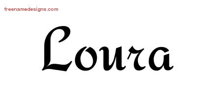 Loura Calligraphic Stylish Name Tattoo Designs