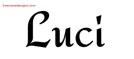Luci Calligraphic Stylish Name Tattoo Designs
