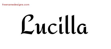 Lucilla Calligraphic Stylish Name Tattoo Designs