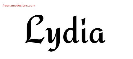 Lydia Calligraphic Stylish Name Tattoo Designs