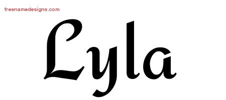 Lyla Calligraphic Stylish Name Tattoo Designs