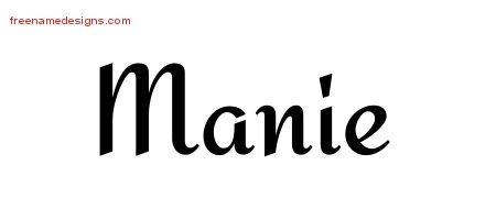 Manie Calligraphic Stylish Name Tattoo Designs