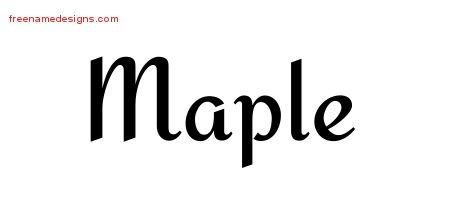 Maple Calligraphic Stylish Name Tattoo Designs