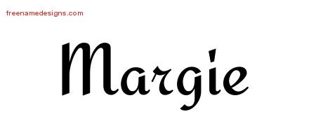 Margie Calligraphic Stylish Name Tattoo Designs