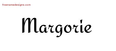 Margorie Calligraphic Stylish Name Tattoo Designs