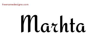 Marhta Calligraphic Stylish Name Tattoo Designs