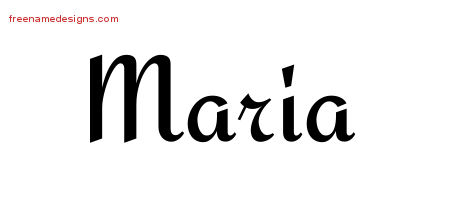 Maria Calligraphic Stylish Name Tattoo Designs