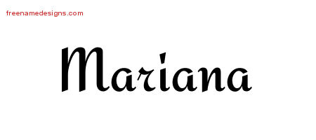 Mariana Calligraphic Stylish Name Tattoo Designs