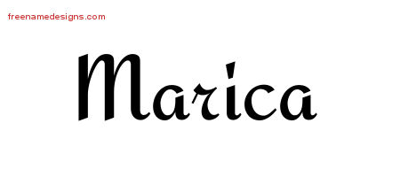 Marica Calligraphic Stylish Name Tattoo Designs