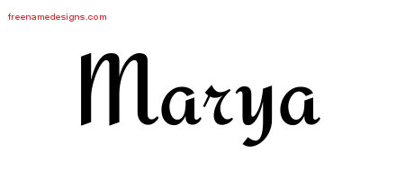 Marya Calligraphic Stylish Name Tattoo Designs
