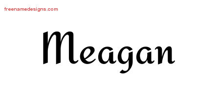 Meagan Calligraphic Stylish Name Tattoo Designs