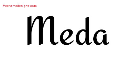 Meda Calligraphic Stylish Name Tattoo Designs