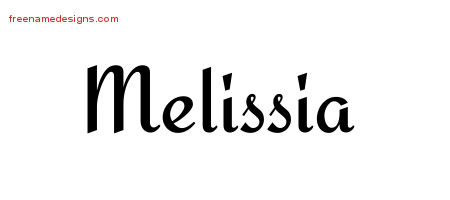 Melissia Calligraphic Stylish Name Tattoo Designs
