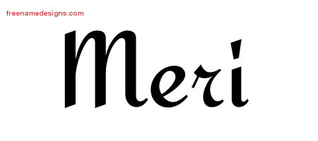 Meri Calligraphic Stylish Name Tattoo Designs