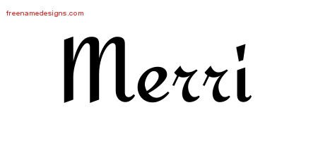 Merri Calligraphic Stylish Name Tattoo Designs