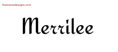 Merrilee Calligraphic Stylish Name Tattoo Designs