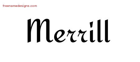 Merrill Calligraphic Stylish Name Tattoo Designs