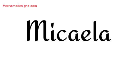 Micaela Calligraphic Stylish Name Tattoo Designs