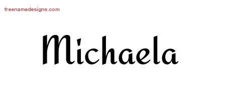 Michaela Calligraphic Stylish Name Tattoo Designs