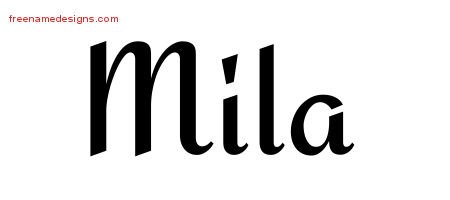 Mila Calligraphic Stylish Name Tattoo Designs
