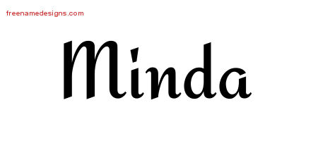 Minda Calligraphic Stylish Name Tattoo Designs