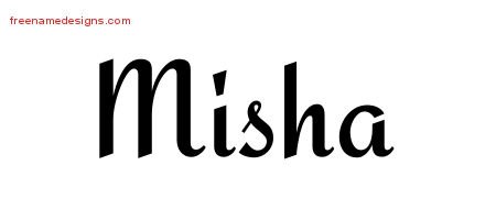 Misha Calligraphic Stylish Name Tattoo Designs