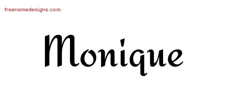 Monique Calligraphic Stylish Name Tattoo Designs