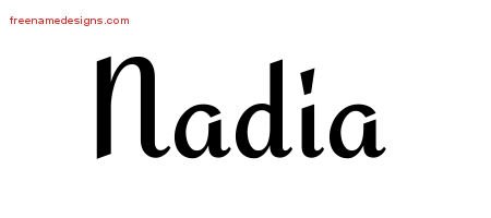 Nadia Calligraphic Stylish Name Tattoo Designs