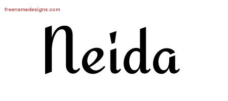 Neida Calligraphic Stylish Name Tattoo Designs