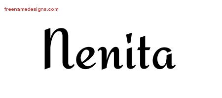 Nenita Calligraphic Stylish Name Tattoo Designs