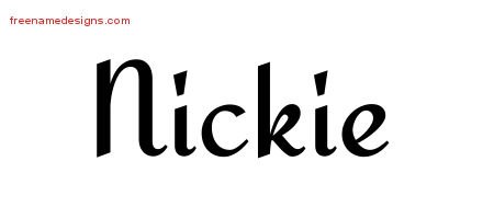 Nickie Calligraphic Stylish Name Tattoo Designs