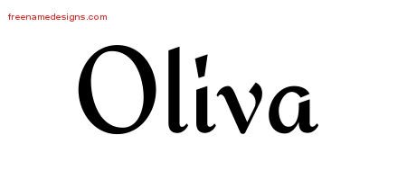 Oliva Calligraphic Stylish Name Tattoo Designs