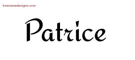 Patrice Calligraphic Stylish Name Tattoo Designs