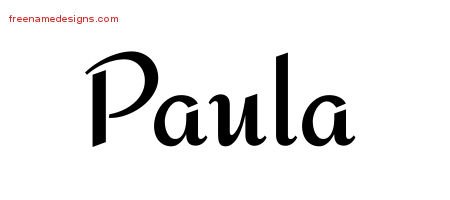 Paula Calligraphic Stylish Name Tattoo Designs