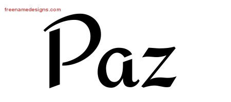 Paz Calligraphic Stylish Name Tattoo Designs