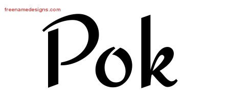 Pok Calligraphic Stylish Name Tattoo Designs