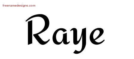Raye Calligraphic Stylish Name Tattoo Designs