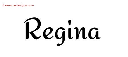 Regina Calligraphic Stylish Name Tattoo Designs