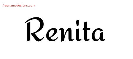 Renita Calligraphic Stylish Name Tattoo Designs