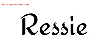 Ressie Calligraphic Stylish Name Tattoo Designs